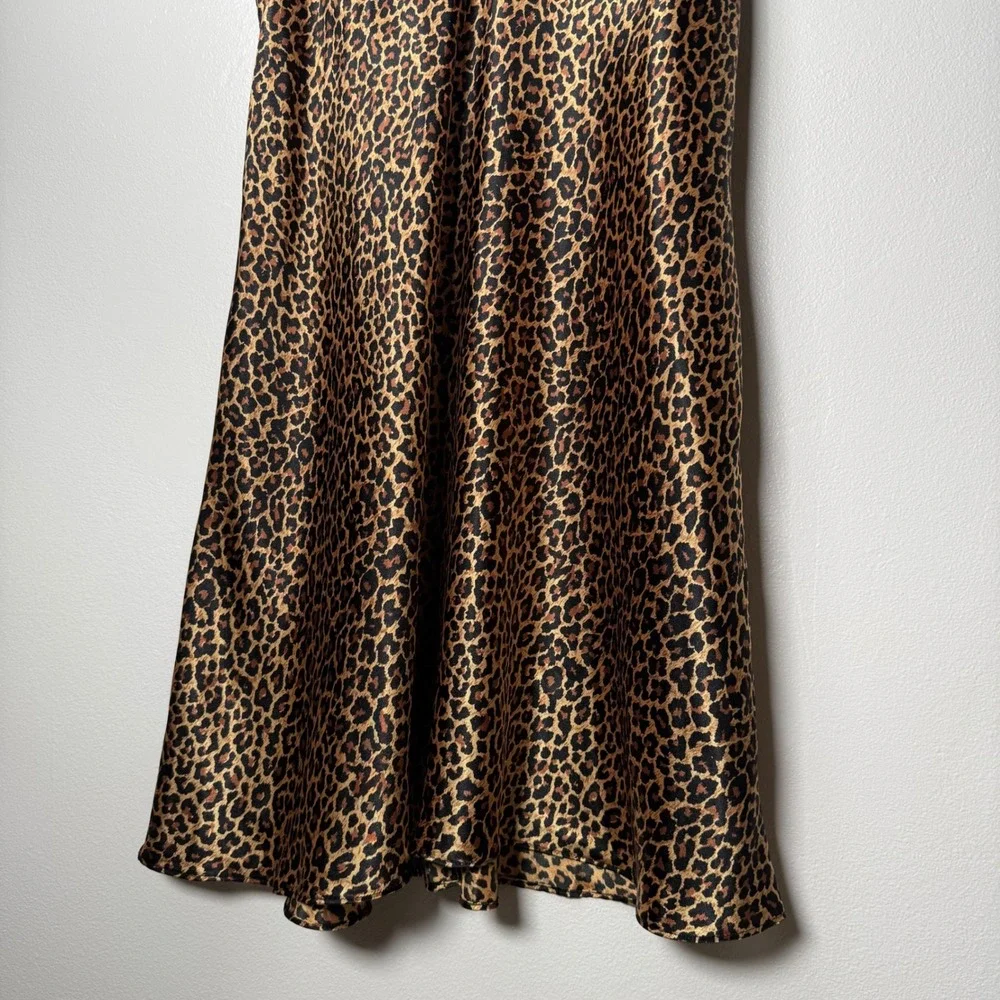 Vintage Sophia by Delicates 90s Leopard Satin Slip Dress Mob Wife Low Back Large - Picture 8 of 14